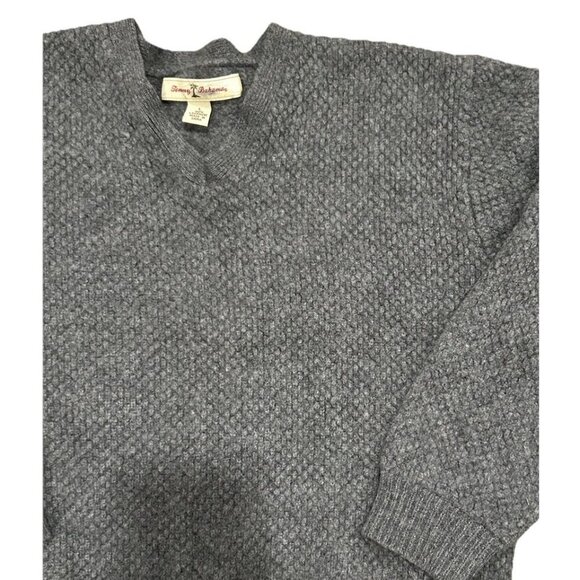 Tommy Bahama Long Sleeve V Neck Cashmere Sweater Men's Size Large Grey Knit - Picture 7 of 9